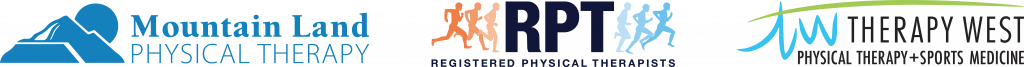 Mountain Land Physical Therapy, Registered Physical Therapists, and Therapy West Physical Therapy combined logo
